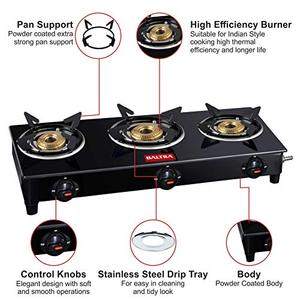 Baltra Olivia BGS 151 Glass Top 3 Burner Gas Cooktop Baltra Olivia BGS 151 Glass Top 3 Burner Gas Cooktop